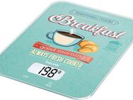 BEURER Küchenwaage KS 19 Breakfast, mit Frühstücks-Design, Tragkraft bis 5 kg, Leicht zu reinigende Glasoberfläche, Sensortastenbedienung