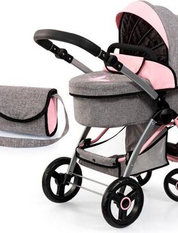 Bayer Kombi-Puppenwagen City Max grau/rosa, mit Wickeltasche