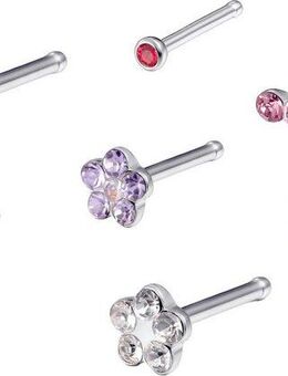Firetti Nasenpiercing-Set Multipack Schmuck Geschenk Edelstahl Piercing Nasenstecker Flower (Set, 7-tlg), mit Preciosa Crystal