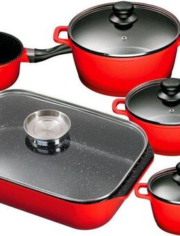 KING Topf-Set, Aluminiumguss (Set, 5-tlg., je 1 Kochtopf 16/20/24 cm, Stielkasserolle 16 cm, Bräter 40 x 26 cm), Induktion, außer Bräter