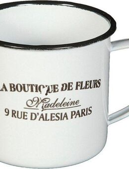 Ambiente Haus Tasse Becher DE FLEUR aus Emaille in Antikweiß