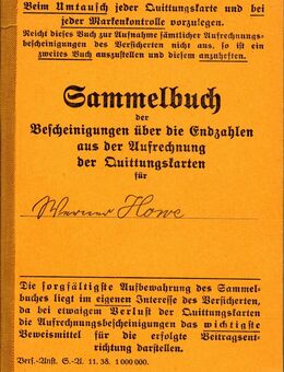 SAMMELBUCH BESCHEINIGUNGEN ENDZAHLEN 1936 LVA Sachsen-Anhalt - Ochsenfurt