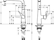 hansgrohe Küchenarmatur Metris Select M74 260 1 Strahlart, chrom