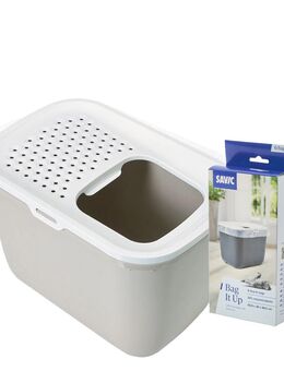 Savic Katzentoilette Hop In Starterset: Toilette sand-beige/weiß + 6 Bag it up