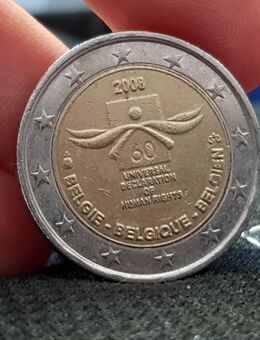 2 Euro Gedenkmünze Belgien 2008 60 Jahre Menschenrechte - Stolberg (Rheinland, Kupferstadt)