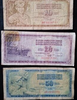Jugoslawiens 10, 20 und 50 Dinara Geldscheine als Set - Essen