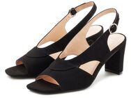 LASCANA Sling-Sandalette, Sandale, Sommerschuh, Sandalette mit raffiniertem Ausschnitt aus Velourslederimitat VEGAN