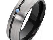 Damenring Titanring DT136 schwarz - Zirkonia blau - Aholming