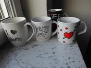 4 Becher "Liebe Mama, ich danke Dir" "I love Mama" "I love you, Herzen" "Liebe" Mugs weiß Tassen Keramik Porzellan zus. 5,- - Flensburg