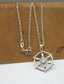 ☝️☝️☝️Halskette 925 Silber plat. + Steuerrad mit Strass, 925er, NEU ⭐⭐⭐⭐⭐ in 86368