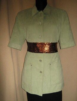 NEU * Edel * Original VINTAGE * Alcantara * wie Leder * DESIGNER * Kurzarm * Kostüm * Anzug * BLAZER * Gr. 38- 40/ S- M * lind- kiwi- grün * - Riedlingen