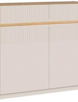 FORTE Kommode Oak Square, Kommode, Beleuchtung, Soft Close, Lamellenoptik