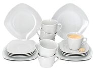 MamboCat Kaffeeservice 18tlg Kaffeeservice Lotta weiß Porzellan 6 Personen, Porzellan