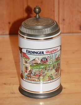 Erdinger Weißbier Bierkrug Jahreskrug 1998 mit Deckel 1 L Keramik Steingut Steinzeug Rastal - Borken