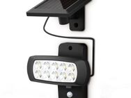 B.K.Licht LED Außen-Wandleuchte, Bewegungsmelder, LED fest integriert, Tageslichtweiß, Solar Außenleuchte mit PIR Bewegungssensor, IP44, schwarz