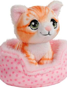 Nici Kuscheltier Little Paws, Katze rot getigert, 12 cm, im Körbchen rosa