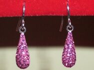 1 Paar Glitzer-Ohrhänger pink, Sterling Silber 925/-, ungetragener Neuartikel - Essen