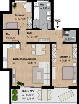 Moderne 3-Zimmer-Neubauwohnung im 1. OG - Abenberg