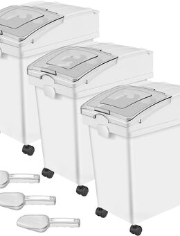 Mehl und Reis Behälter Kapazität 25 kg, 3 Stück Aufbewahrungsbox Küche dreifach Vorratsdosen weiß Speicherung für Getreide und anderen Trockenwaren Backstube Bistro Restaurant Hotel Restaurant - Wuppertal