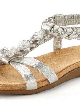 LASCANA Sommerschuh Sandale Sandalette, Sommerschuh mit Schmucksteinchen und elastischem Riemchen