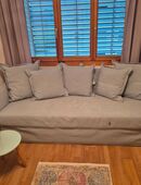 💙 Schlafsofa mit Bettkasten & Kissen – hellblau, gepflegt – CHF 250 (Selbstabholung) in 9476