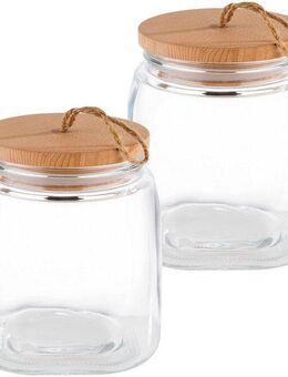 APS Vorratsglas Woody, Glas, (2-tlg), zum Dekorieren und Aufbewahren, 2 Liter