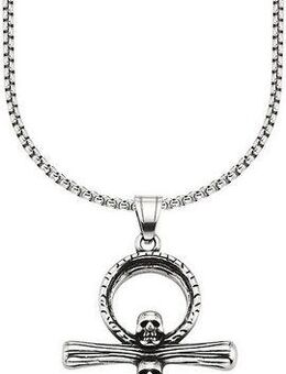 Bruno Banani Kette mit Anhänger Schmuck Geschenk Halsschmuck Anhänger Kreuz mit Totenköpfe-Design