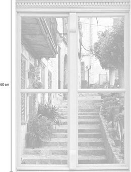 queence Wandsticker Treppe am Haus, Wandsticker, Wandbild, selbstklebend, 3D, Fenster
