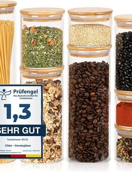 CLIDOR Vorratsgläser 8er Set Vorratsdose Glas mit Bambusdeckel - Birkenfeld (Baden-Württemberg)