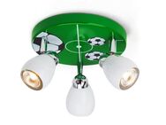 Brilliant LED Deckenstrahler SOCCER, LED wechselbar, Warmweiß, Spotrondell weiß/grün-schwarz-weiß, 3 x GU10 max. 3W, 11cm Höhe