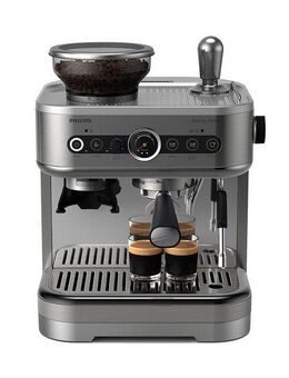 Philips Espressomaschine PSA3218/01 Barista Brew, halbautomatisch, mit 250-g-Bohnenbehälter, Korbfilter, Siebträger und Milchkanne aus Edelstahl, Silber