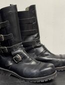 Motorrad Leder Stiefel Punk Gothic Boots mit Schnallen Gr44 in 50672