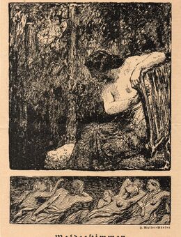 Grafik : Waldesstimmen. , von Franz Müller - Münster ( 1867 - 1936 ) , Blatt 23cm x 17cm , M7 - Görlitz
