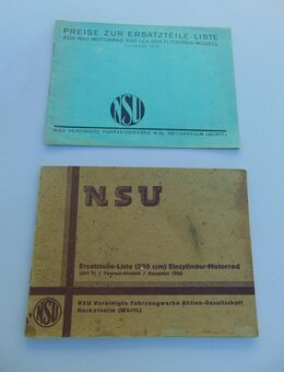 NSU 501 T Ersatzteilliste von 1928 und Preisliste vom 1930 - Merenberg (Marktflecken)