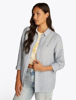 Tommy Jeans Hemdbluse TJW RLX LINEN SHIRT mit Logostickerei