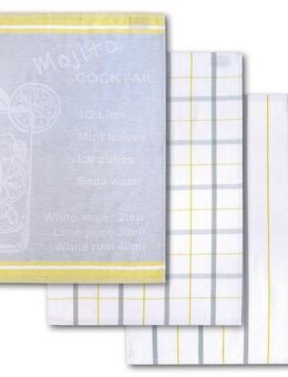 Dyckhoff Geschirrtuch Mojito, mit 3 verschiedenen Motiven, mit Mojito COCKTAIL Rezept Motiv, (Set, 3-tlg), aus 100% Baumwolle, Maße je Tuch ca. 50x70 cm