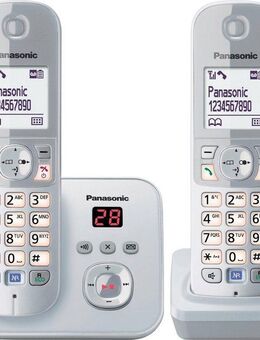 Panasonic KX-TG6822G Schnurloses DECT-Telefon (Mobilteile: 2, mit Anrufbeantworter, Nachtmodis, Freisprechen)