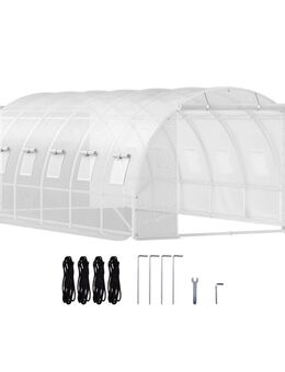 Foliengewächshaus 6,1x3x2,1m Bogendach Gewächshaus Verzinkter Stahlrahmen 140 g/cm3 PE Mobiles Treibhaus Wasserdicht und UV-Beständig Frühbeet Geeignet für Anbau von Gemüse Blumen Pflanzen weiss Set453 - Wuppertal