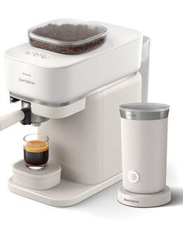 PHILIPS baristina Espressomaschine BAR303/00 mit Mahlwerk für ganze Bohnen, Milchaufschäumer inkl., 16 bar Pumpendruck, Naturweiß