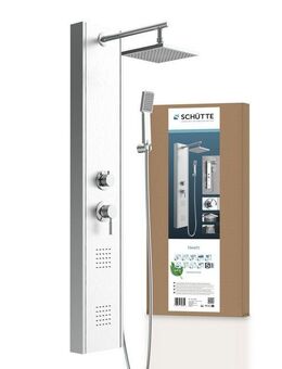 Schütte Duschsäule TAHITI, Höhe 125 cm, 2 Massage-Düsen, Antikalk-Noppen, Edelstahl, Wellness-Kopfbrause