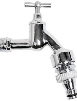 Kirchhoff 2-Wege-Ventil, MS Auslaufventil Knebelgriff, 1/2"AG x Gardena Click, Chrom
