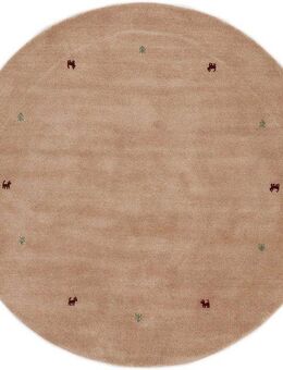 carpetfine Wollteppich Gabbeh Uni, rund, Höhe: 15 mm, reine Wolle handgewebt, Gabbeh Tiermotiv warmes Raumklima viele Größen