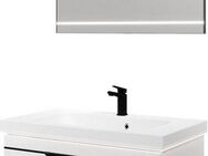 Saphir Badmöbel-Set Balto 2-teilig Mineralmarmor-Waschtisch mit LED-Spiegel, Waschplatz, (2-St), 92 cm breit, mit 2 Schubladen, Badschrank inkl. Schubladendämpfer