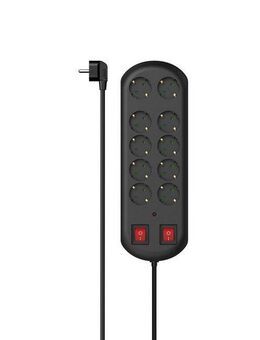 Hama Steckdosenleiste 10 fach mit zwei Schalter, mit Überspannungsschutz Steckdosenleiste 10-fach (Ein- / Ausschalter, Schalterbeleuchtung, separate Ein- / Ausschalter, Schutzkontaktkupplung, Überspannungsschutz, Kabellänge 2 m), Mehrfachsteckdose, 2...