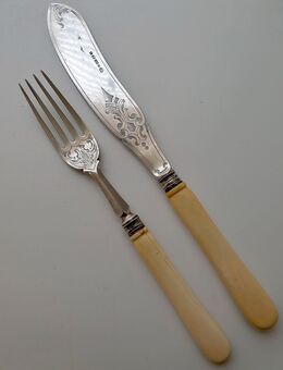 2 antike englische Fischbestecke, elektroplattiertes Silber - Berlin Steglitz-Zehlendorf