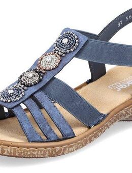 Rieker Riemchensandale, Sommerschuh, Sandalette, Keilabsatz, mit Zierperlen besetzt
