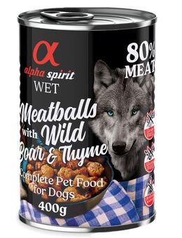alpha spirit Dog Meatballs 6 x 400 g - Wildschwein & Thymian