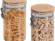 KESPER® Vorratsglas, Bambus, Glas, (Set, 2-tlg), mit Metallverschluß, Set: 900 und 1100 ml