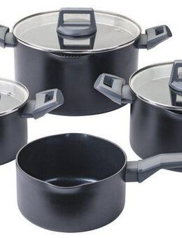 FACKELMANN Topf-Set Statement, Aluminium (Set, 7-tlg), Deckel mit Abgießfunktion