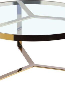 Leonique Couchtisch Palmer, Runder Couchtisch, gold, Chrom, Glasplatte, Gestell, 90x90x40